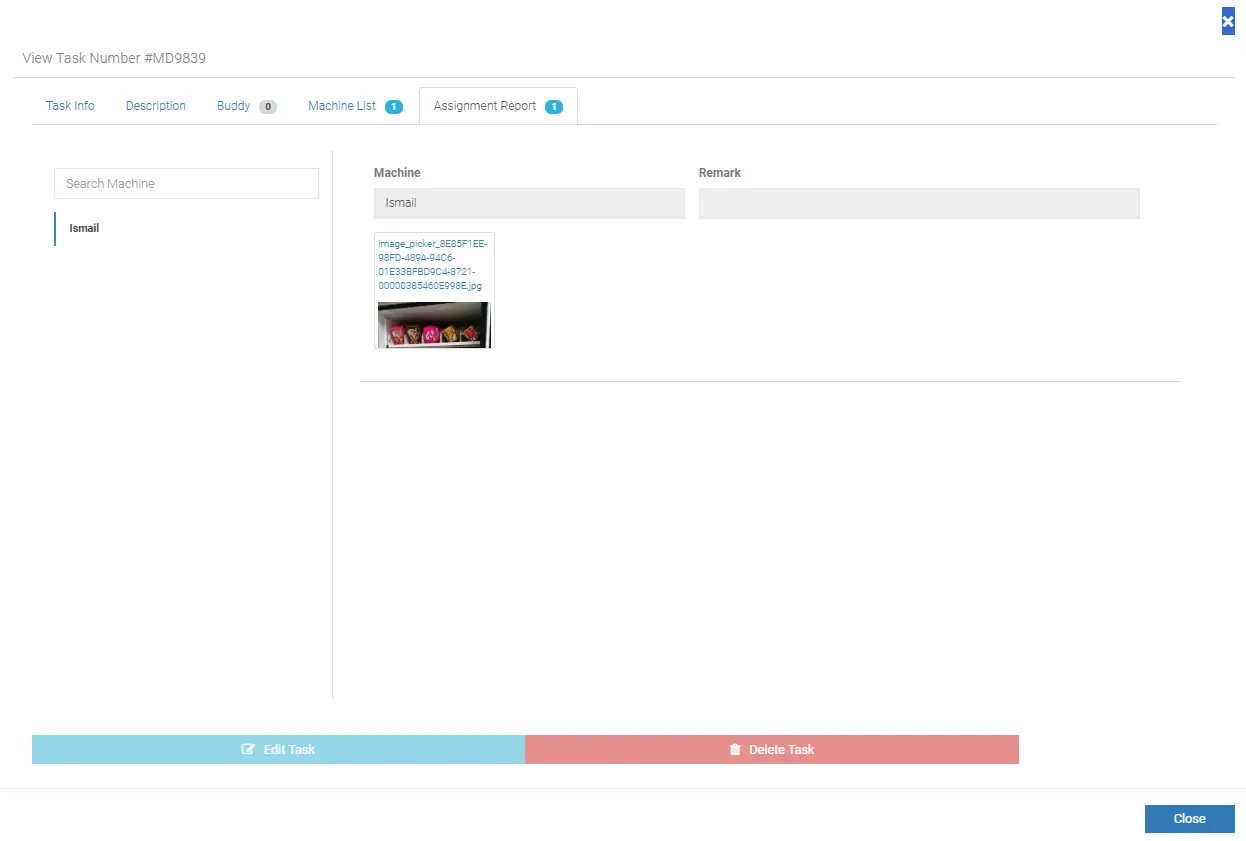 After the Task is marked as “Pending Verify”, the requestor or a supervisor is notified to verify the assignment report